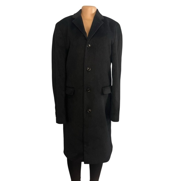 Scotch & Soda Blue Black Wool Blend Pea Coat - Picture 1 of 14
